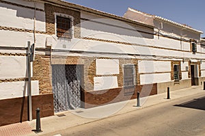 old and historical facades of the municipality of BolaÃÂ±os de Calatrava, photo