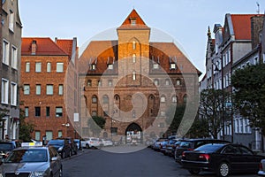 Old historical gate in Gdansk at sunset, Poland