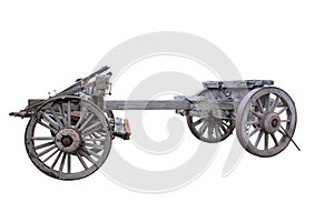 Old historical horse drawn wagon isolated
