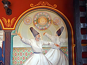 Sufi Dancers Historical Mural, Plovdiv, Bulgaria photo