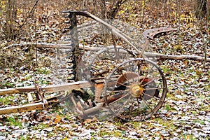 Old historical mower for haymaking in Kumla Sweden