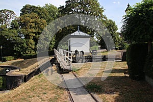 Old historical sluice installation from river IJssel to the city of Zwolle in the Netherlands, nowadays used as a monument