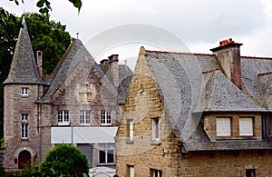 Old historical stone building in a Breton town Dinan, Brittany, France.