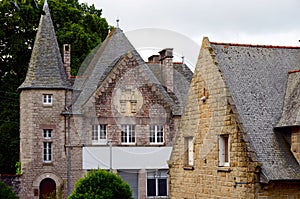 Old historical stone building in a Breton town Dinan, Brittany, France.