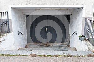 Old historical wooden door with heavy iron fittings, Germany