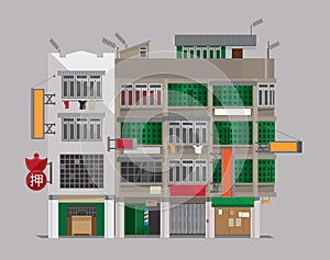 An old Hong Kong-style Tenement Houses