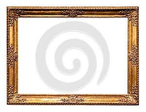 old horizontal golden baroque picture frame cutout