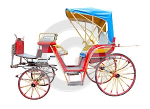 Old horse drawn carriage isolated on white background