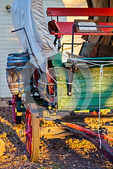 Old horse drawn covered wagon