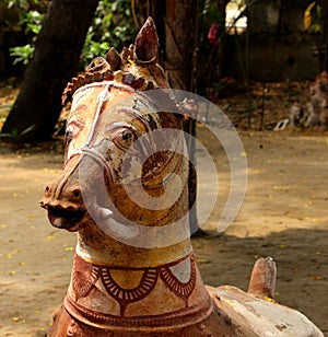 Old Horse Mud statue in Temple