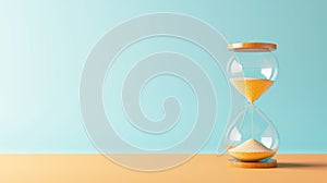 old hourglass, clean pastel background ,time passing concept