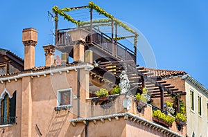 Old house with beautiful balcony, Venice, Italy