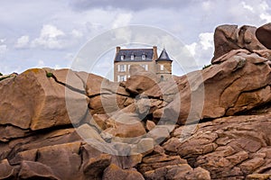 Old house in Cote de Granit Rose in Bretagne, France