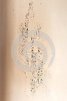 Old house with cracked wall and peeling paint