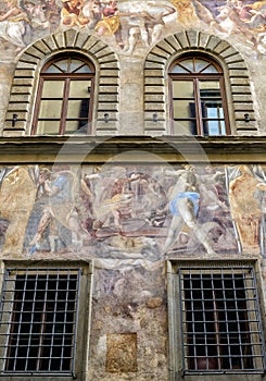 Old house, decorated with frescoes, in Florence