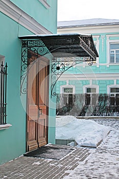 Old house entrance in Arbat street. Moscow