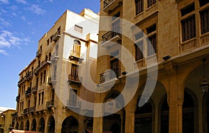 Old house facades in downtown Beirut