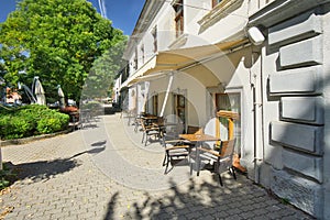 Old house in Namestie Andreja Hlinku square  in Zlate Moravce town