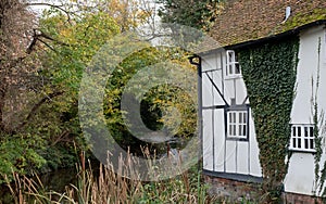 Old house overlooking the River Lea in the historic English village of Wheathampstead, near St Alban`s in Hertfordshire.