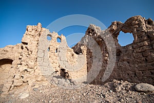 Old house ruins in interiors of Oman