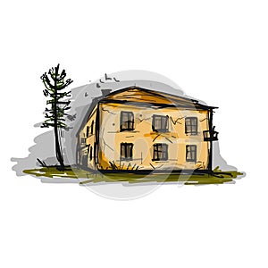 Old house, sketch for your design