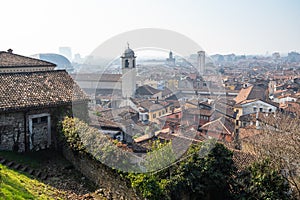 old house and skyline of Brescia city