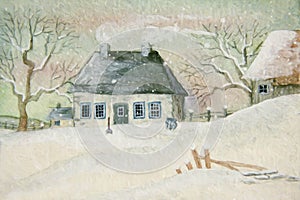 Old house in the snow