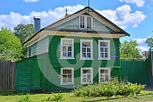 Old house on Stepan Razin street in Torzhok city, Russia