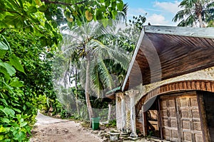 Old house surrounded by tropical vegetation