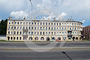 Old house on the Sverdlovsk embankment, 14/2, on a Sunny summer day. Urban architecture. City Of Saint Petersburg.