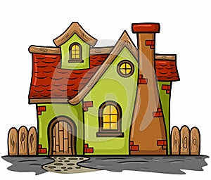 Old house in the village illustration isolated