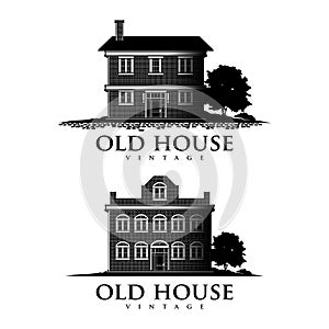 Old house vintage logo design inspiration