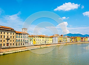 Old house on the waterfront of the city of Pisa