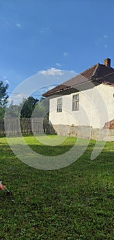 Old house, white, blue, green, natural