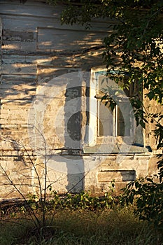 Old house with window and tree