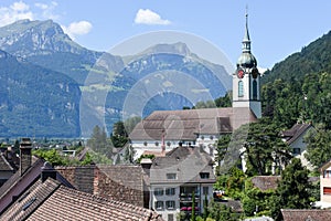 Old houses at Altdorf in the Canton of Uri