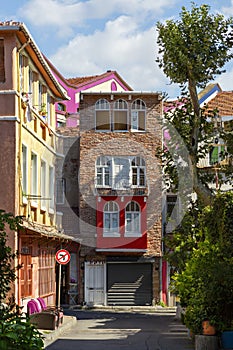 Old houses in Balat, Istanbul, Turkey