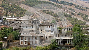 Old houses in city of GjirokastÃÂ«r in Albania photo