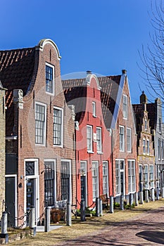 Old houses with clock gable in Harlingen