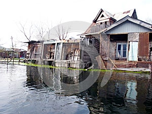 Old Houses in Dal lake -kashmir photo