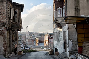 Old houses in historical Fatih area of Istanbul