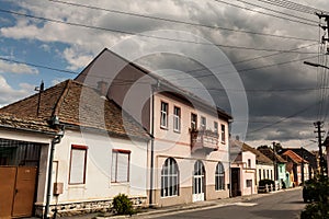 Old houses on medieval street in Ocna Sibiului