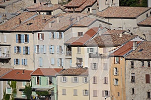 Old houses in the medieval village of Serres, France photo