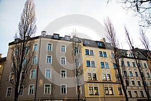 Old houses in munich,, city, sendling, bavaria, europe,