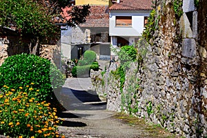 Old houses in remote mountain village Asiego, Picos de Europa mountains, Asturias, North of Spain