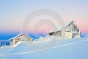 The old houses for rest for cold winter morning.