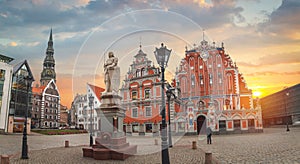 old houses on Riga street. Latvia