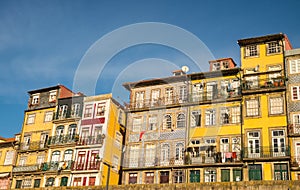 Old houses on riverbank of Duoro in Porto