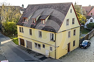 Old houses in Rothenburg ob der Tauber, picturesque medieval cit