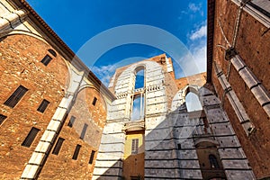 Old houses of Siena town, an ancient city in the Tuscany region